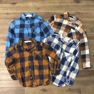 Plaid Button-Up Shirts Set